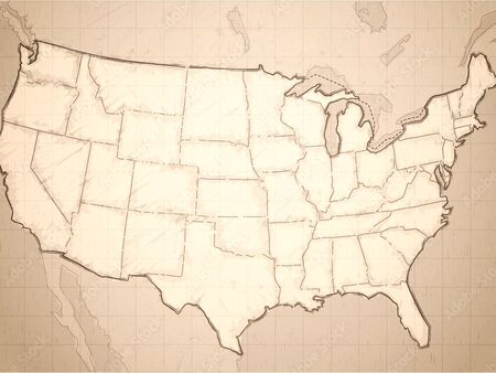 Map of the United States without state titles. 